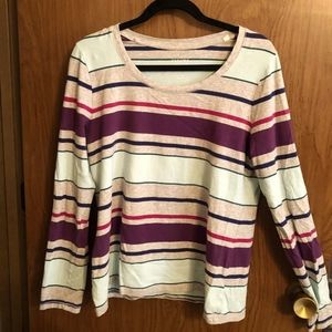 Large striped stretchy long sleeve shirt